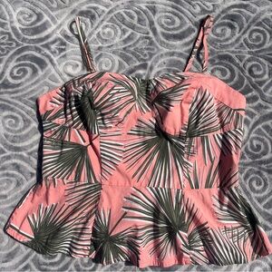 A New Day Pink Palm Print Women's bustier Top